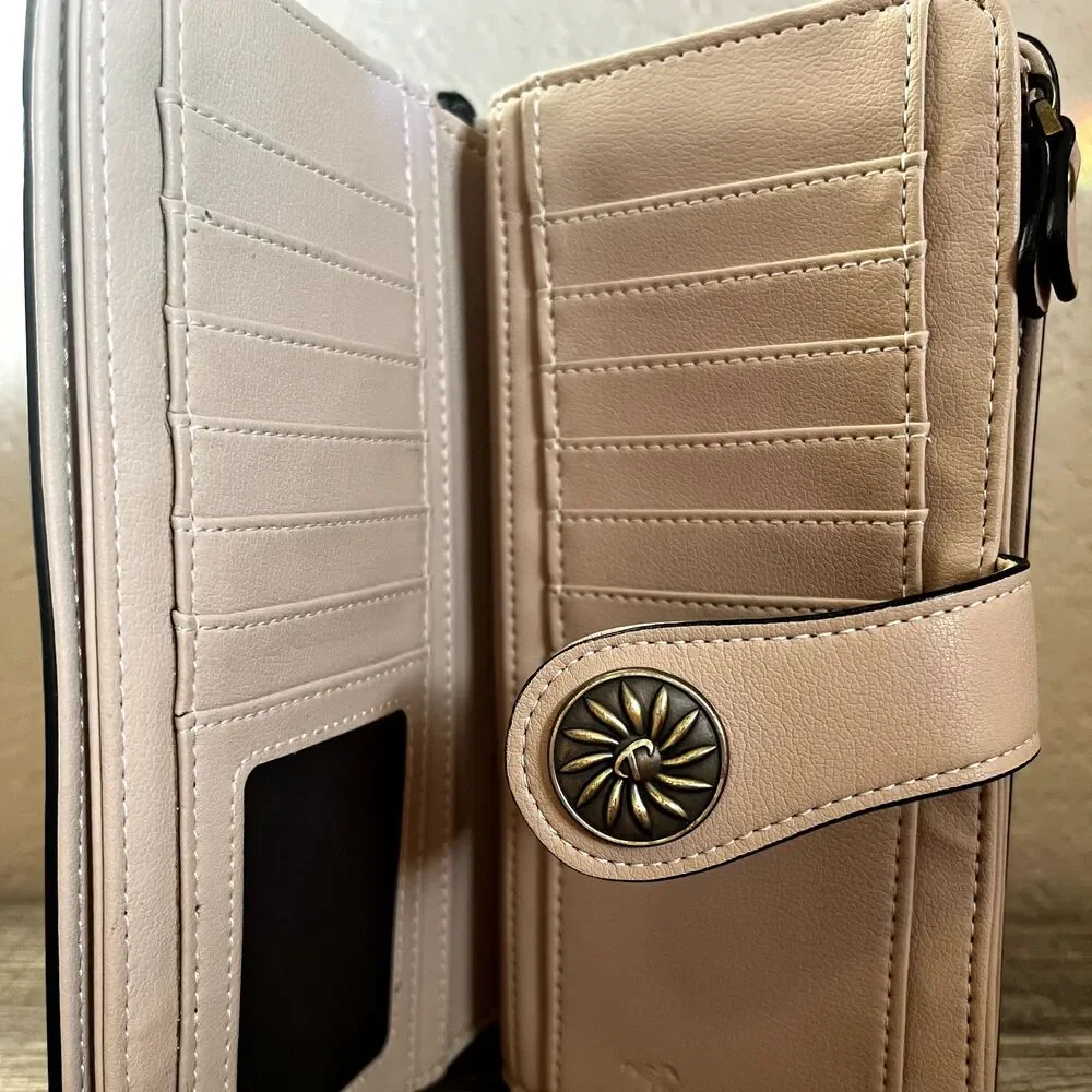 Wallet Clutch Travelambo Blush Waxed Leather Large Capacity Wristlet NWOT